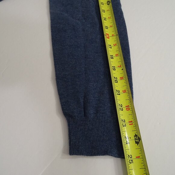 Hugo Boss Regular Fit Wool Cotton Blue Pullover Sweater Men Size M 1/2 Zip FLAW - Picture 11 of 16